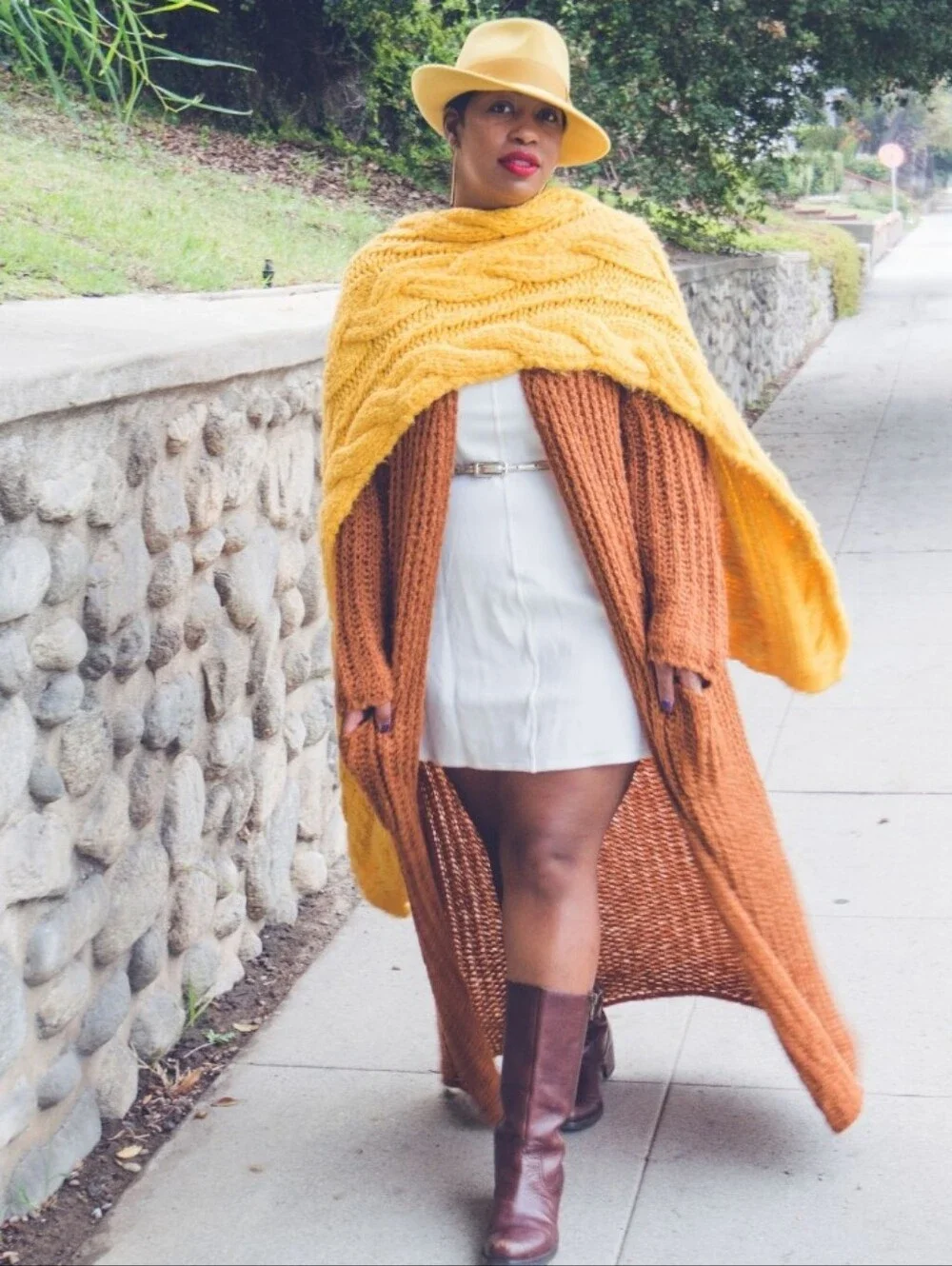 Urban Outfitters (UO) Flat Brim Wool Fedora Hat in Mustard Yellow